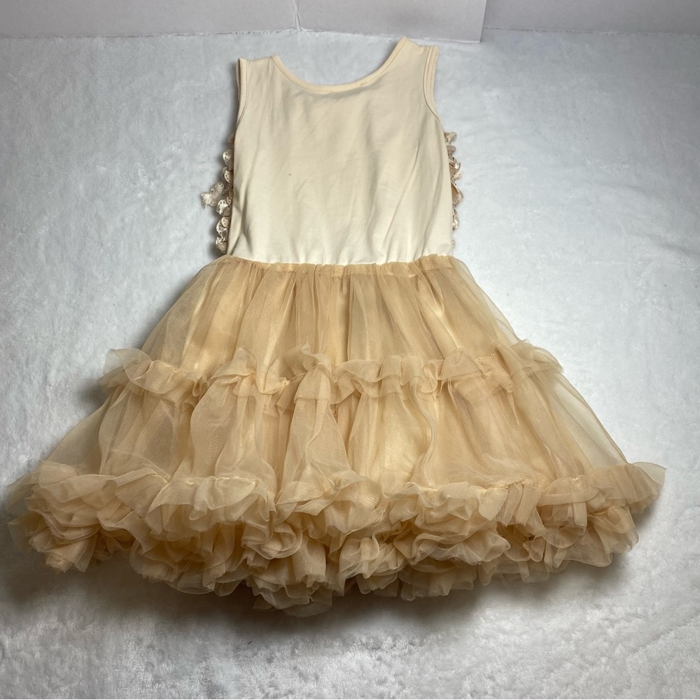 Pochew Elegant Cream Ruffled Dress Size 6/7 - Picture 10 of 12